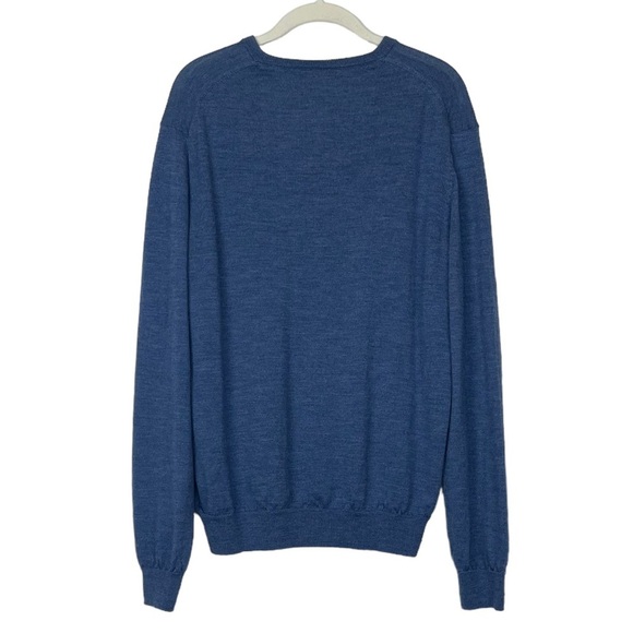 Calvin Klein Sweater Mens Large Blue 100% Italian Merino Wool V-Neck - Picture 2 of 11